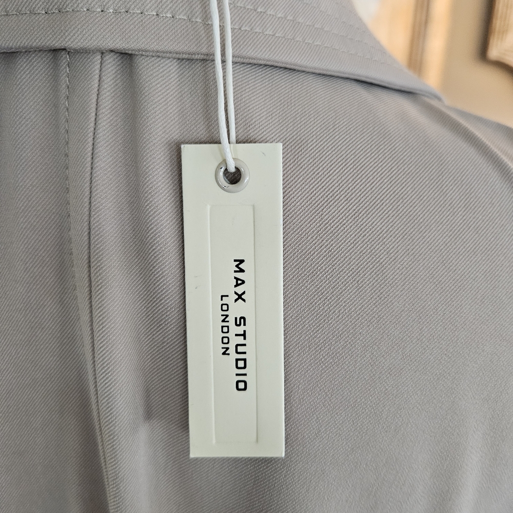 Max Studio Taupe Drape Front Trench Coat - Picture 7 of 11